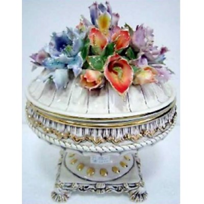 Capodimonte Style Tureen with Flower Cover/Lid  -18"   183172730983